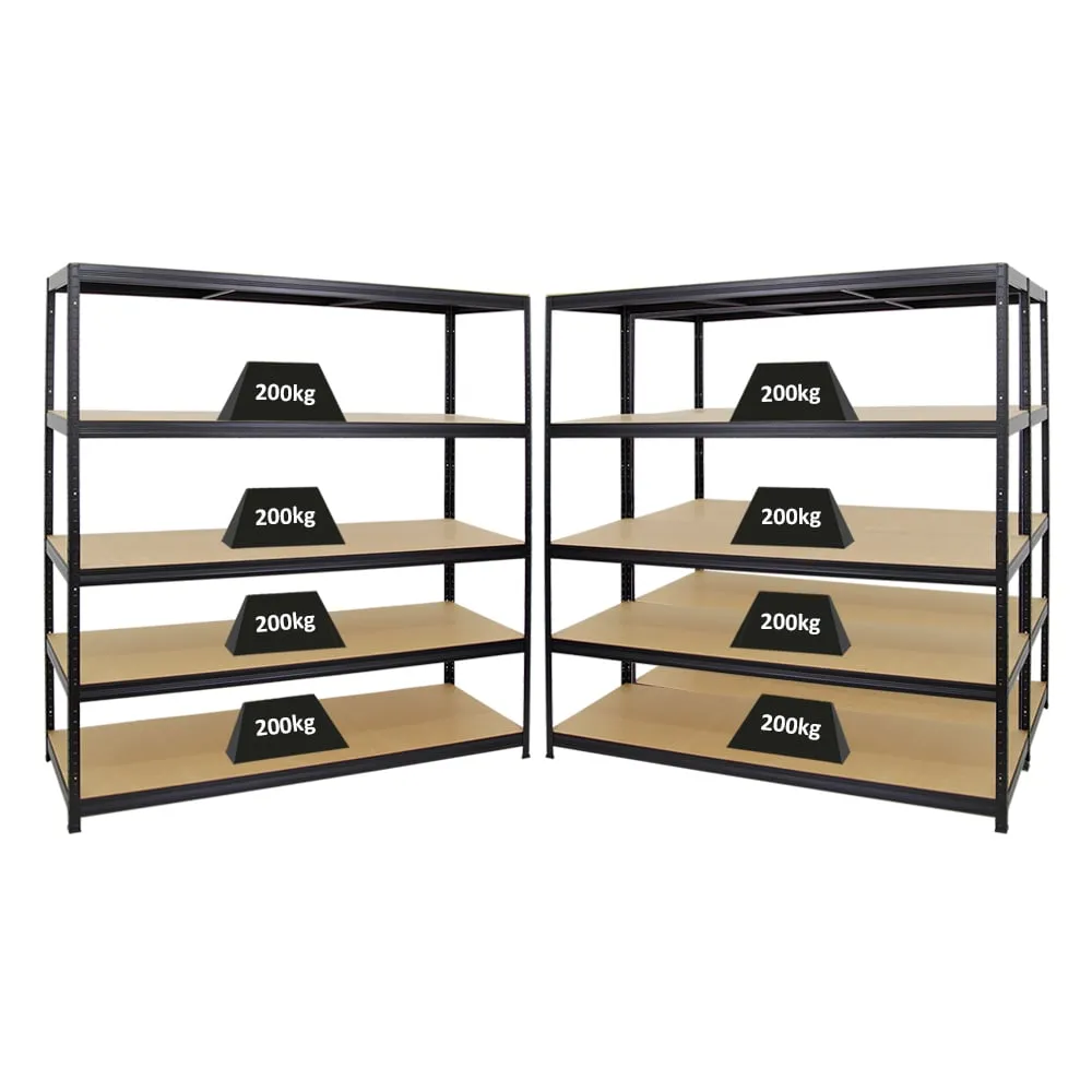 Mega Deal | 3x Schwerlastregal Giant Elephant | HxBxT 180x180x60cm | Fachlast 200kg | Schwarz