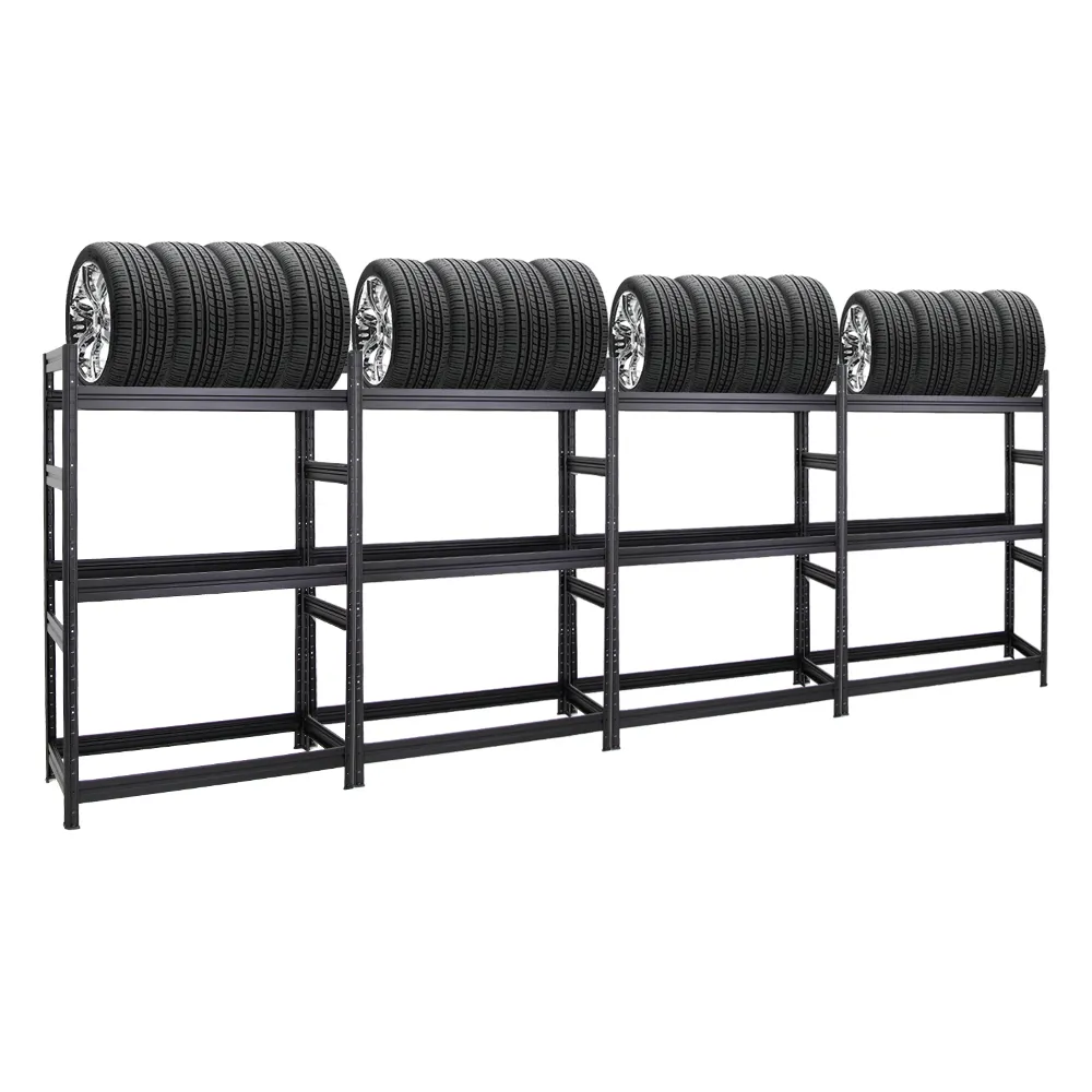 Mega Deal | 4x Reifenregal DINO | HxBxT 180x120x50 cm  | Fachlast 150kg | bis zu 48 Reifen | Schwarz