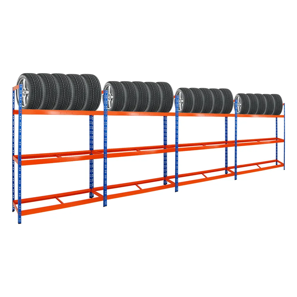Mega Deal | 4x Reifenregal Tiger XL | HxBxT 200x150x45 cm | 300kg Fachlast | bis zu 72 Reifen | Blau-Orange