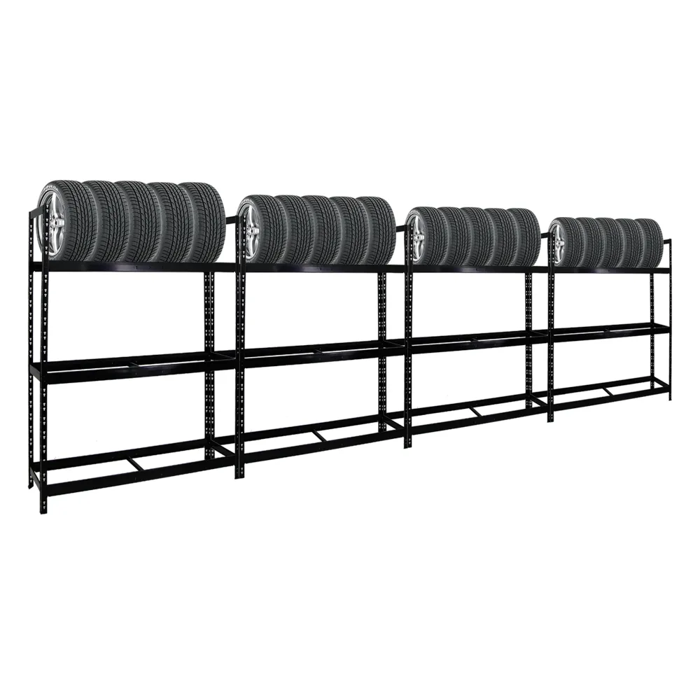 Mega Deal | 4x Reifenregal Tiger XL | HxBxT 200x150x45 cm | 300kg Fachlast | bis zu 72 Reifen | Schwarz