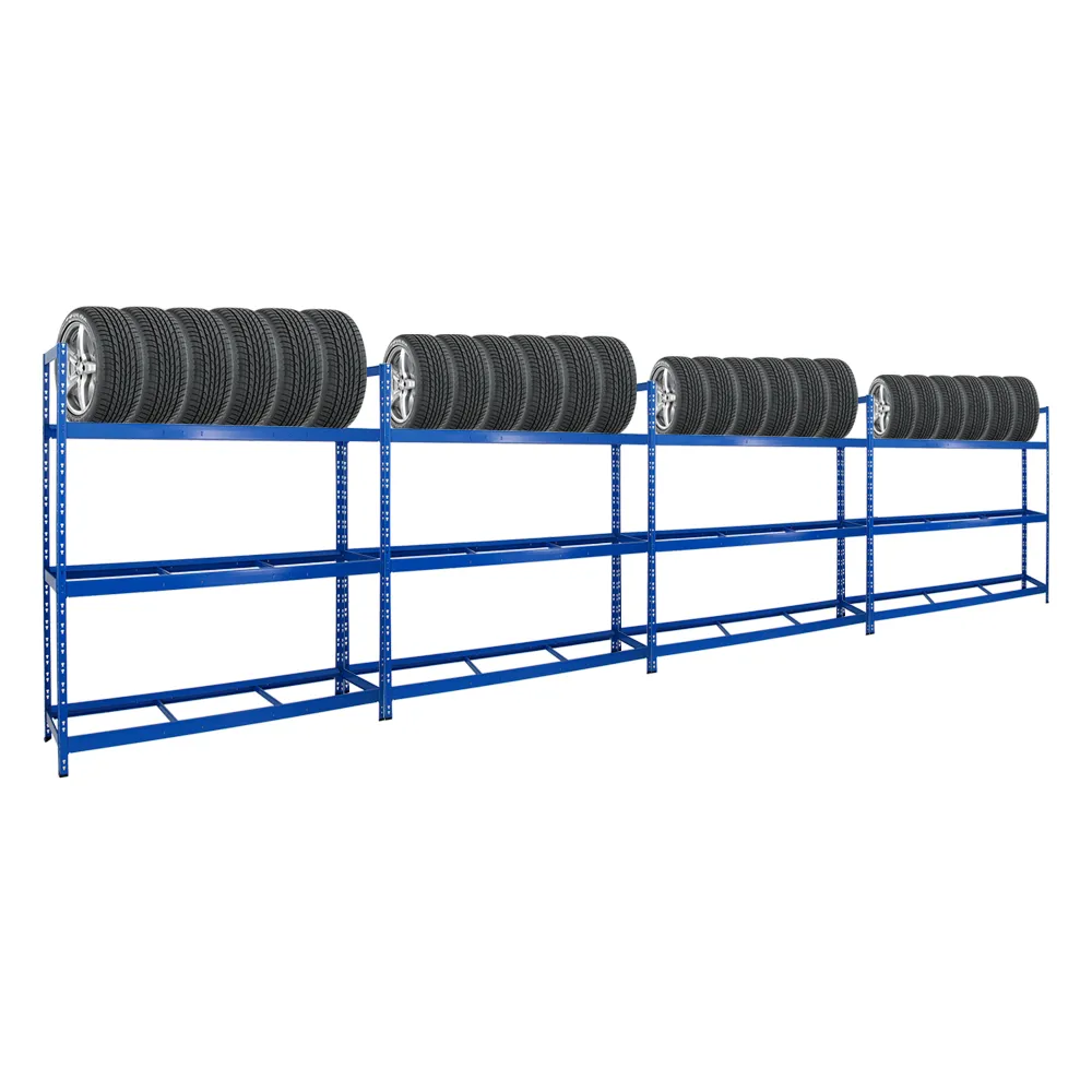 Mega Deal | 4x Reifenregal Tiger XL | HxBxT 200x180x45 cm | 300kg Fachlast | bis zu 84 Reifen | Blau
