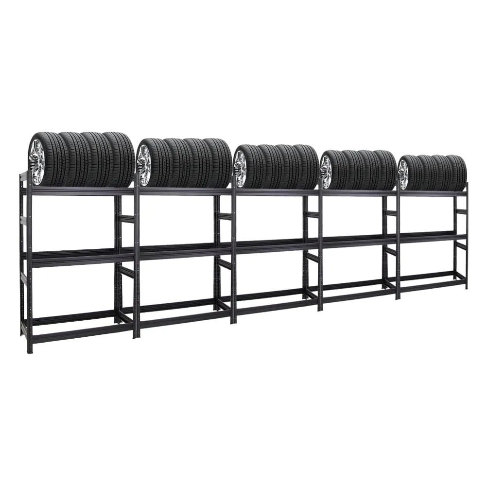 Mega Deal | 5x Reifenregal DINO | HxBxT 180x120x50 cm  | Fachlast 150kg | bis zu 60 Reifen | Schwarz