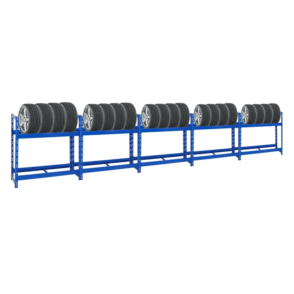 Mega Deal | 5x Reifenregal Tiger | HxBxT 100x110x35cm | 150kg Fachlast | bis zu 40 Reifen | mit Ebenen | Blau