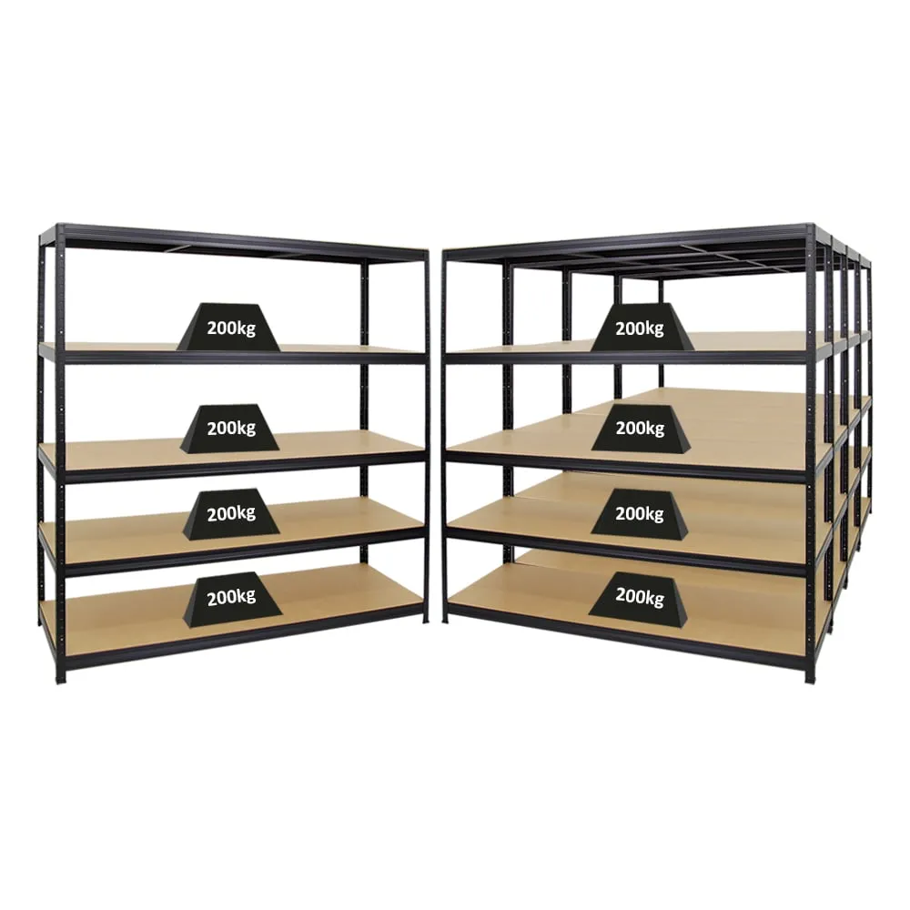 Mega Deal | 5x Schwerlastregal Giant Elephant | HxBxT 180x180x60cm | Fachlast 200kg | Schwarz