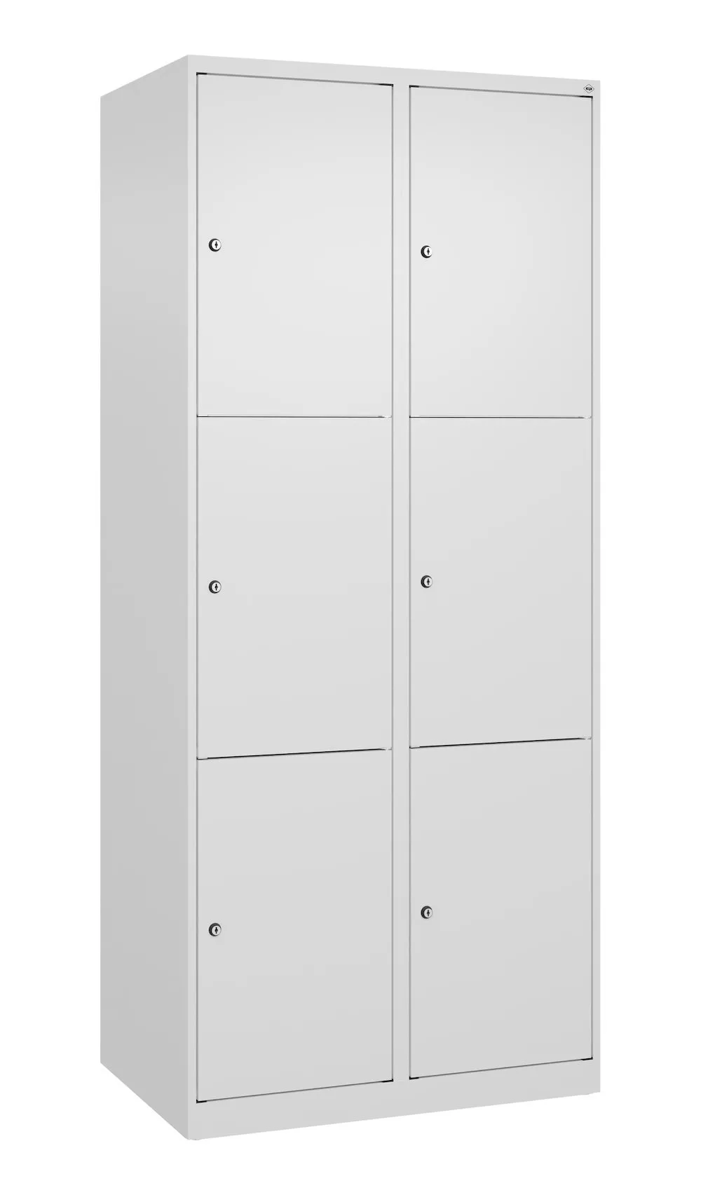 C+P Schließfachschränke Classic PLUS | 6 Abteile | HxBxT 185x80x50cm | Zylinderschloss | Stahl | Verkehrsweiß/Verkehrsweiß