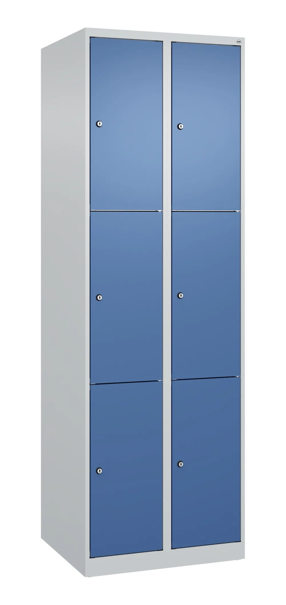 C+P Schließfachschränke Classic PLUS  | 6 Abteile | HxBxT 185x60x50cm | Zylinderschloss | Stahl | Lichtgrau/Fernblau