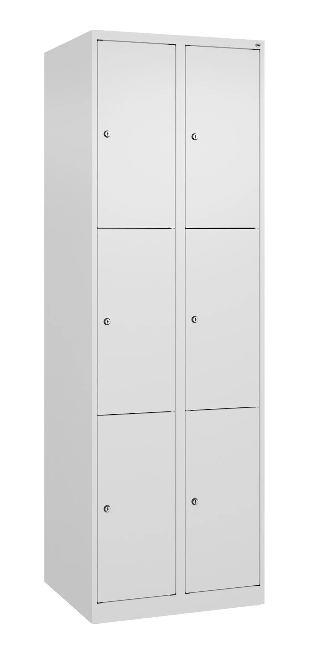 C+P Schließfachschränke Classic PLUS  | 6 Abteile | HxBxT 185x60x50cm | Zylinderschloss | Stahl | Verkehrsweiß/Verkehrsweiß