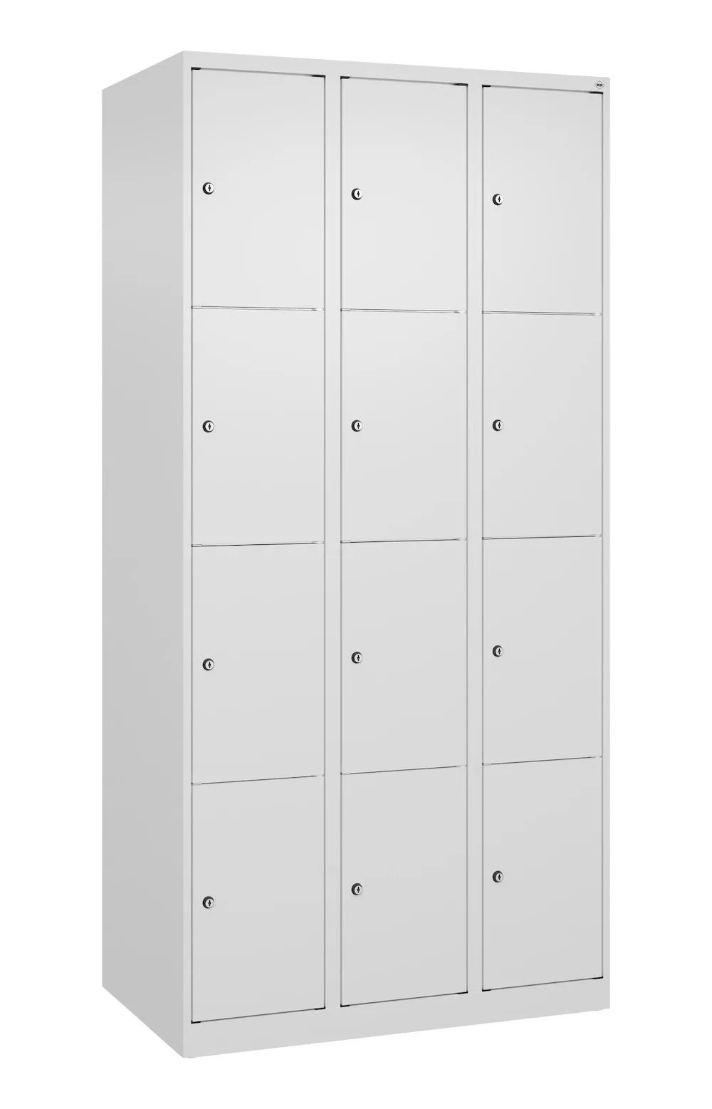 C+P Schließfachschränke Classic PLUS  | 12 Abteile | HxBxT 185x90x50cm | Zylinderschloss | Stahl | Verkehrsweiß/Verkehrsweiß