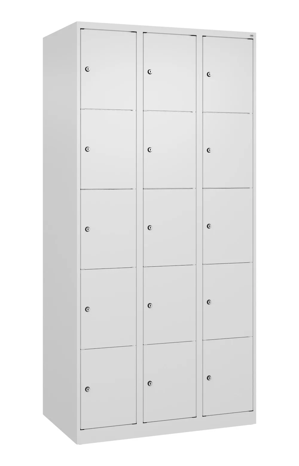 C+P Schließfachschränke Classic PLUS | 15 Abteile | HxBxT 185x90x50cm | Zylinderschloss | Stahl | Verkehrsweiß/Verkehrsweiß