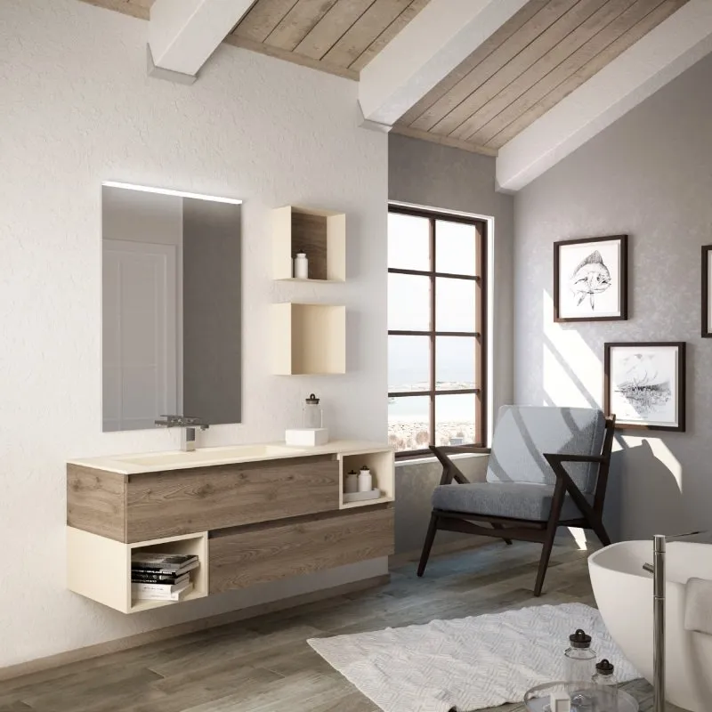 GOLA 1 WANDWASCHTISCH MIT 1 SCHUBLADE, KONSOLE UND SPIEGEL