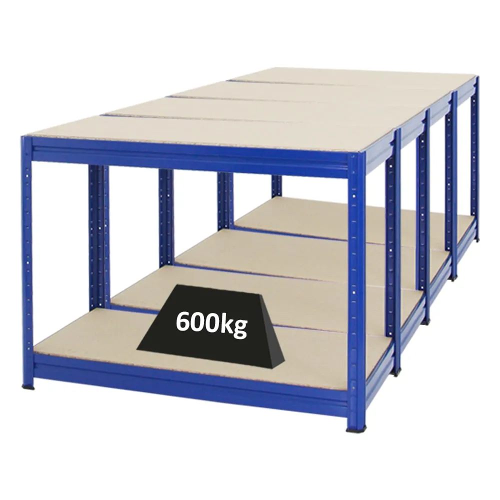 Mega Deal | 4x Höhenverstellbare Werkbank DINO | HxBxT 90x120x60cm | Traglast 600 kg | Blau