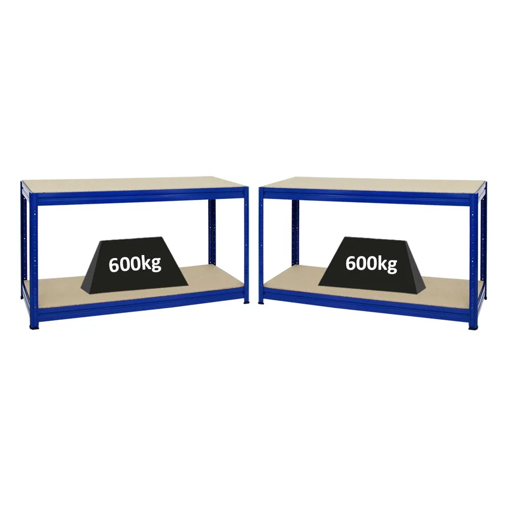 Mega Deal | 2x Höhenverstellbare Werkbank DINO | HxBxT 90x160x60cm | Traglast 600 kg | Blau
