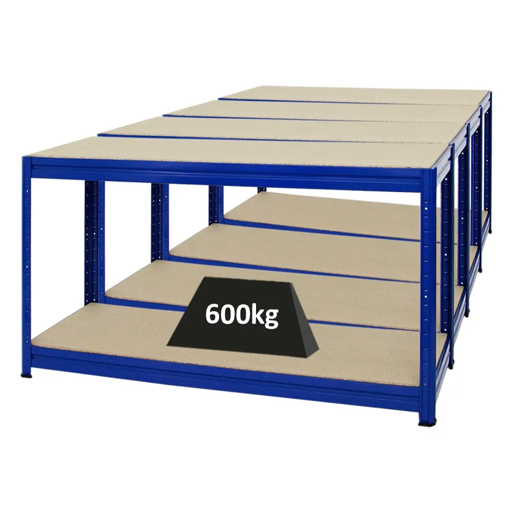 Mega Deal | 4x Höhenverstellbare Werkbank DINO | HxBxT 90x160x60cm | Traglast 600 kg | Blau