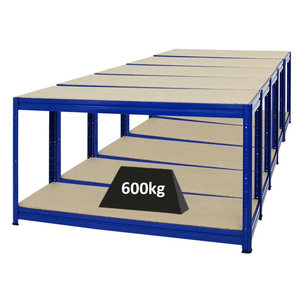 Mega Deal | 5x Höhenverstellbare Werkbank DINO | HxBxT 90x160x60cm | Traglast 600 kg | Blau
