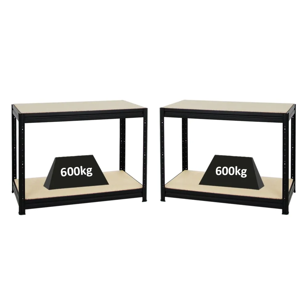 Mega Deal | 2x Höhenverstellbare Werkbank DINO | HxBxT 90x120x60cm | Traglast 600 kg | Schwarz