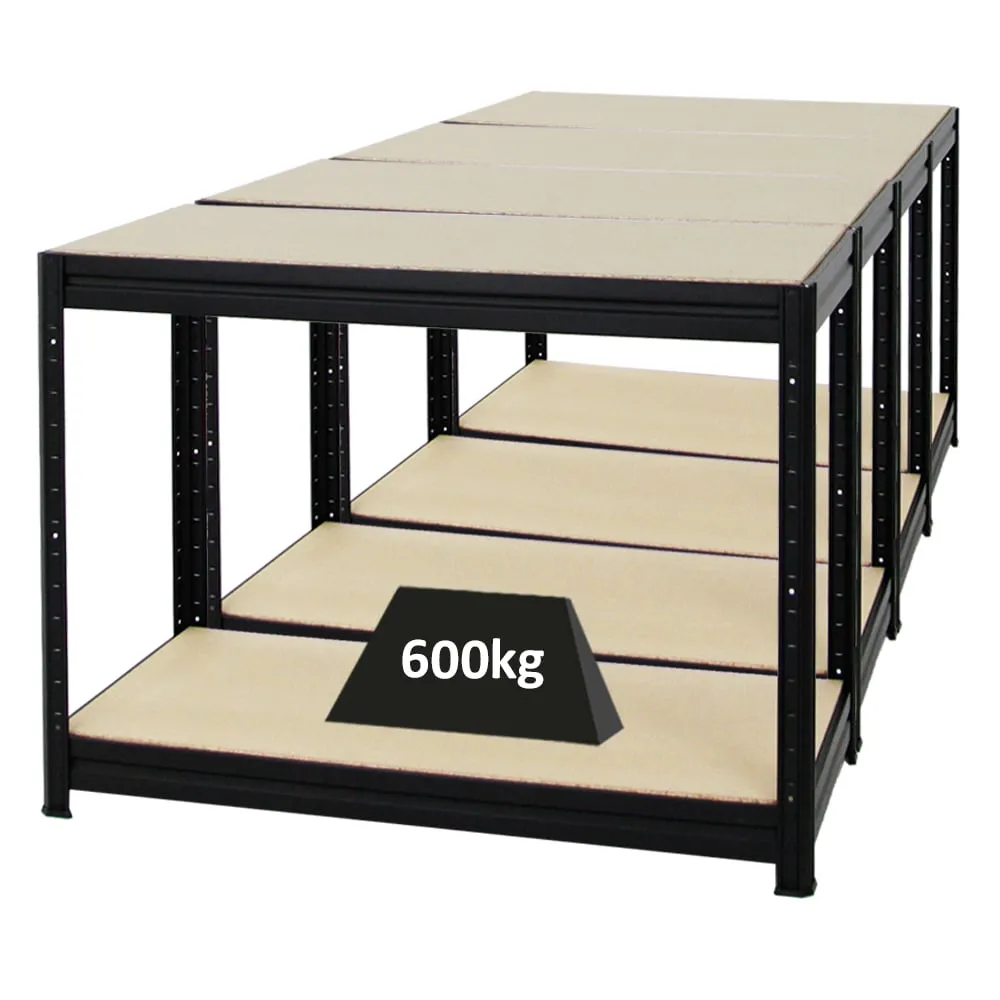 Mega Deal | 4x Höhenverstellbare Werkbank DINO | HxBxT 90x120x60cm | Traglast 600 kg | Schwarz