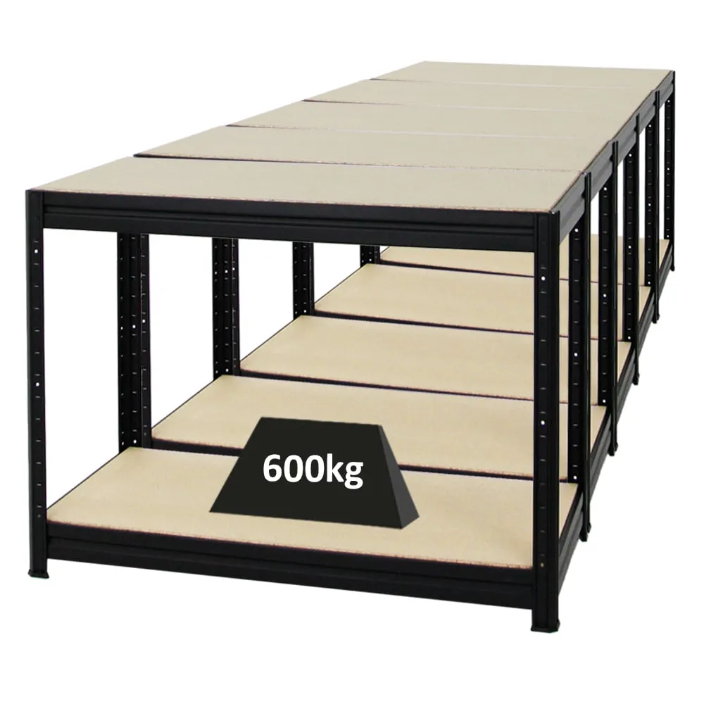 Mega Deal | 5x Höhenverstellbare Werkbank DINO | HxBxT 90x120x60cm | Traglast 600 kg | Schwarz