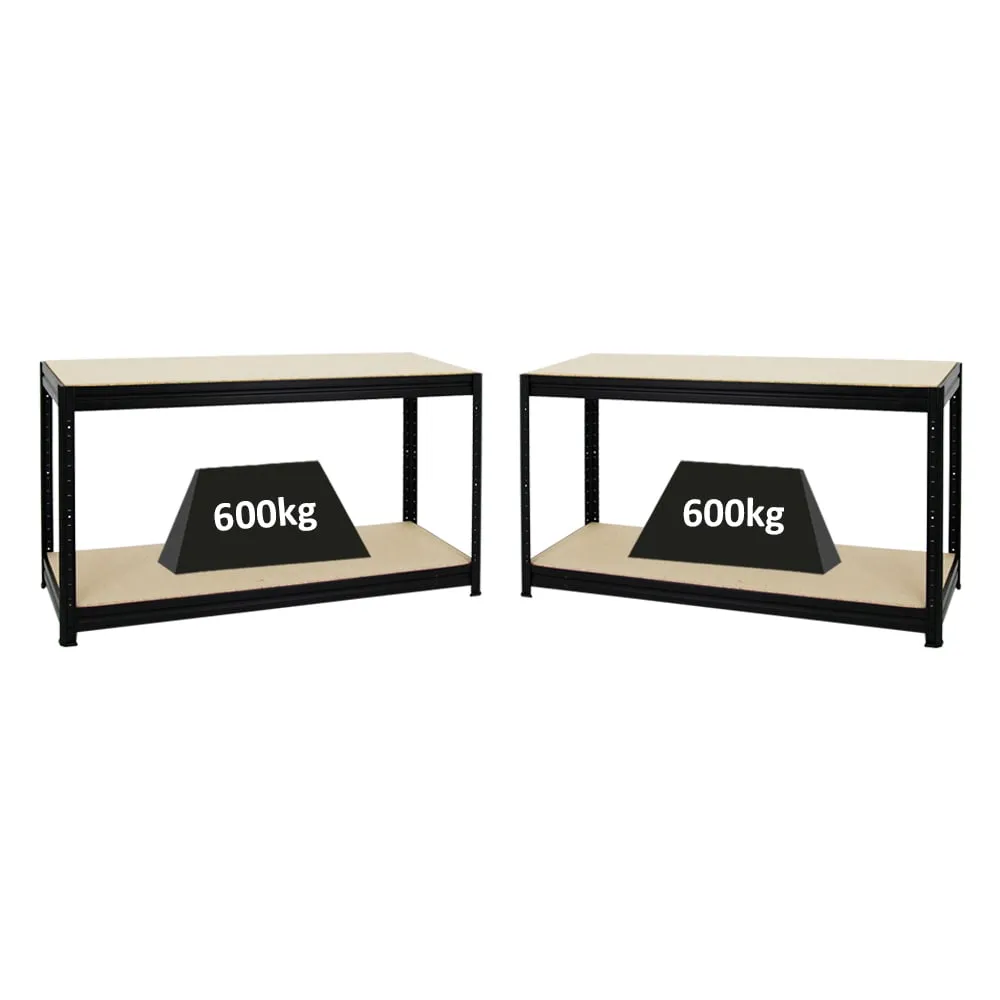 Mega Deal | 2x Höhenverstellbare Werkbank DINO | HxBxT 90x160x60cm | Traglast 600 kg | Schwarz