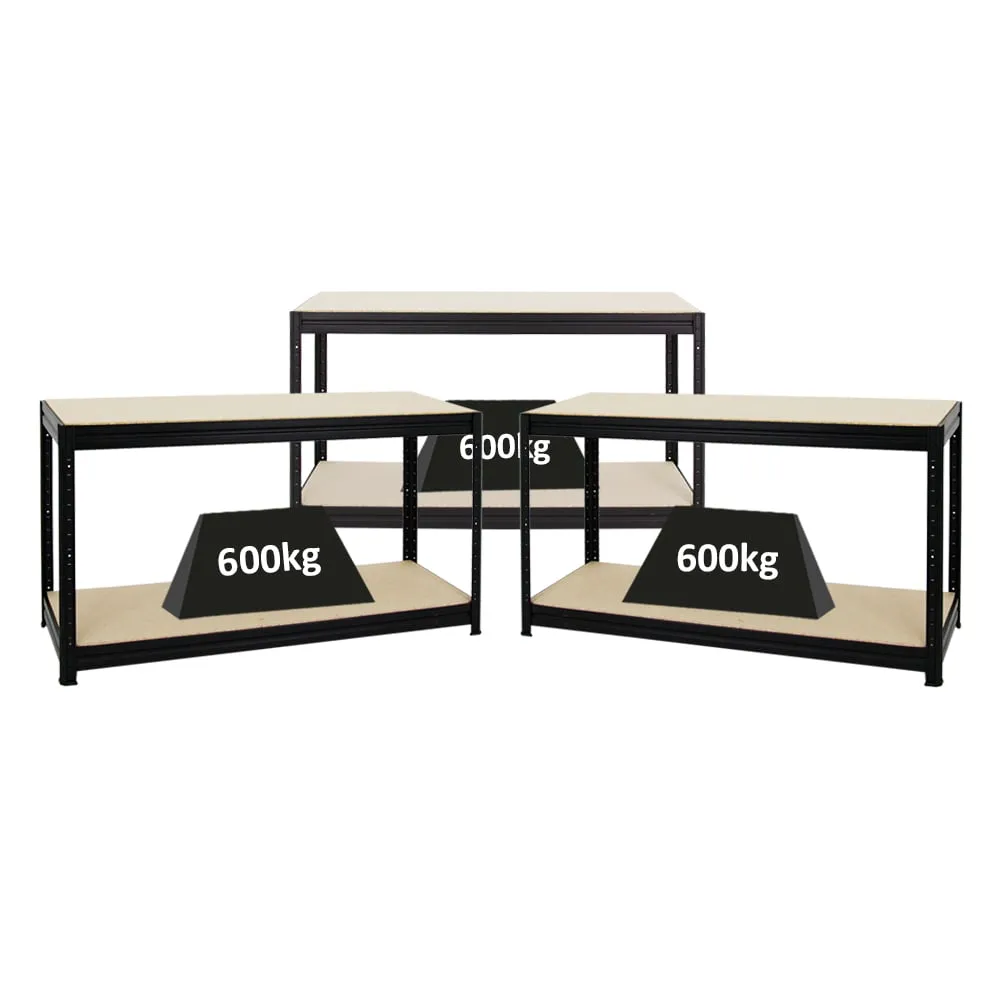 Mega Deal | 3x Höhenverstellbare Werkbank DINO | HxBxT 90x160x60cm | Traglast 600 kg | Schwarz