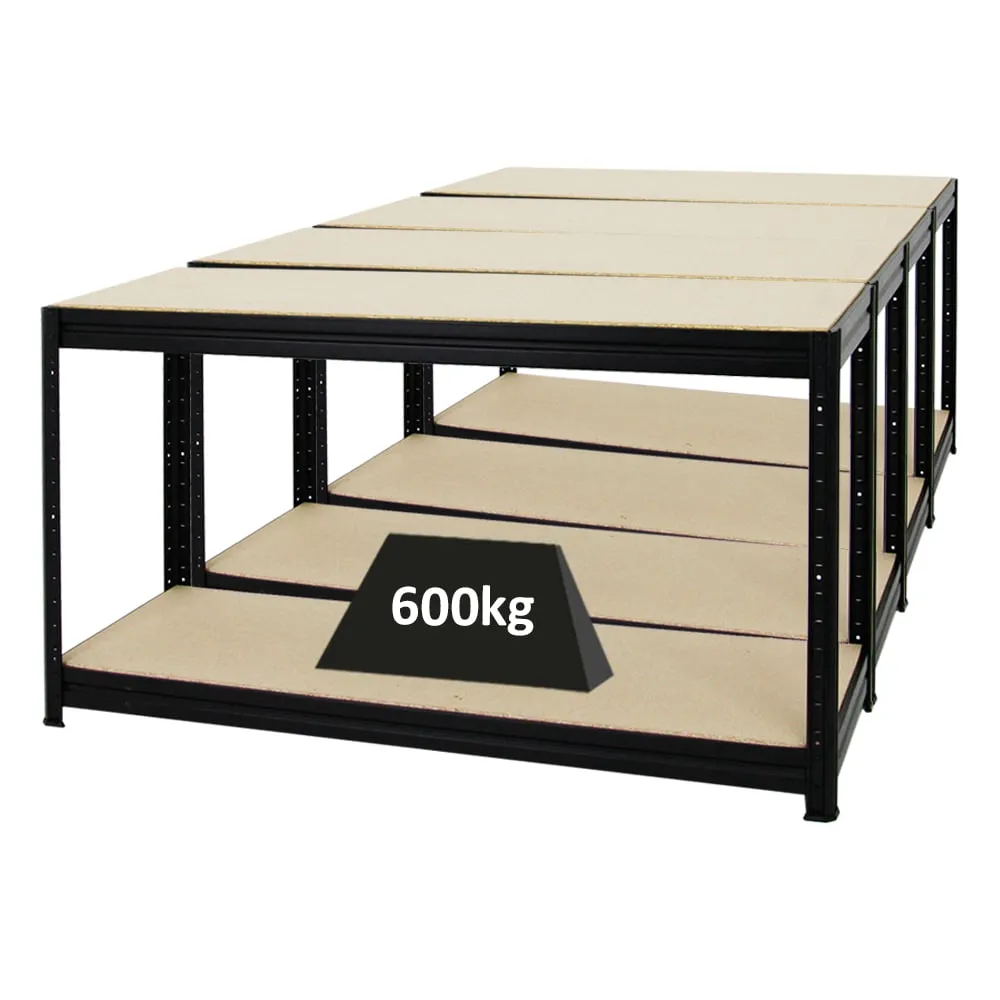 Mega Deal | 4x Höhenverstellbare Werkbank DINO | HxBxT 90x160x60cm | Traglast 600 kg | Schwarz
