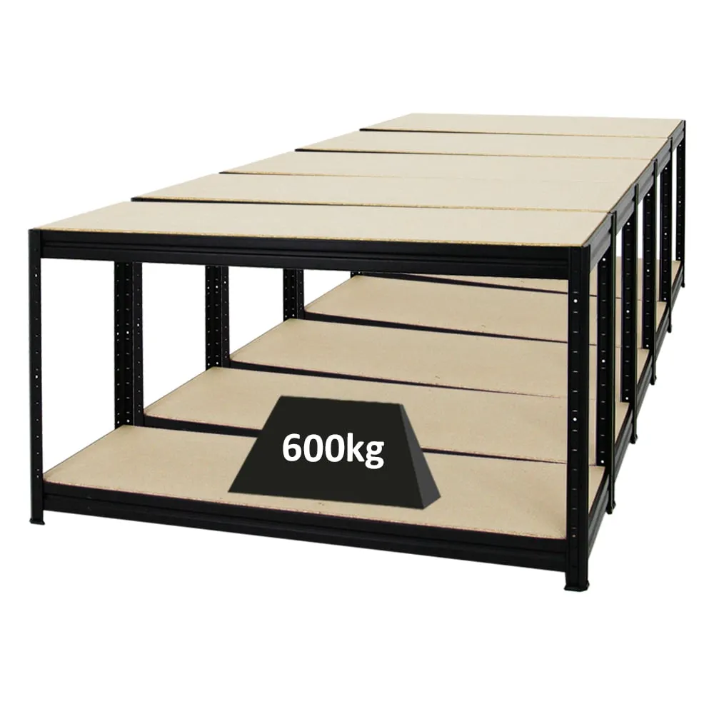 Mega Deal | 5x Höhenverstellbare Werkbank DINO | HxBxT 90x160x60cm | Traglast 600 kg | Schwarz