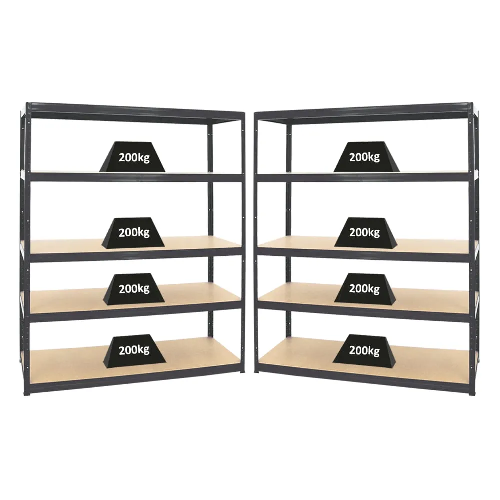 Mega Deal | 2x Schwerlastregal Giant Elephant | HxBxT 180x150x60 cm |  Fachlast 200kg | Schwarz