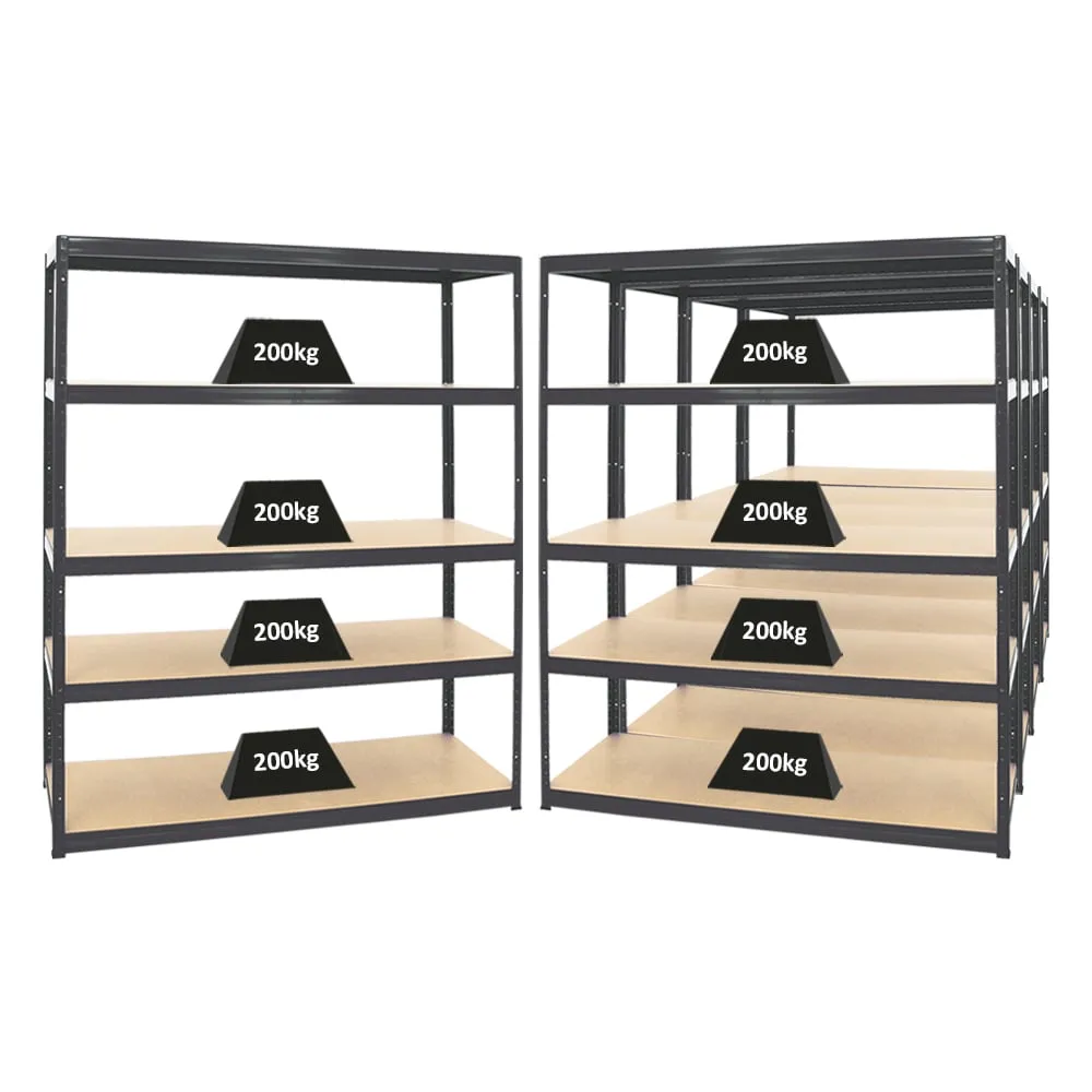 Mega Deal | 5x Schwerlastregal Giant Elephant | HxBxT 180x150x60 cm |  Fachlast 200kg | Schwarz