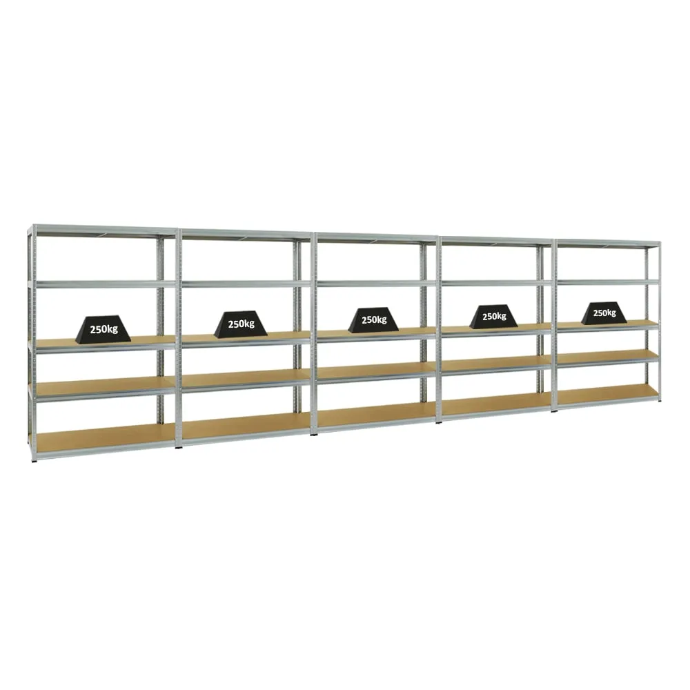 Mega Deal | 5x Schwerlastregal Big Elephant S | HxBxT 180x120x45 cm | Fachlast 250kg | Verzinkt