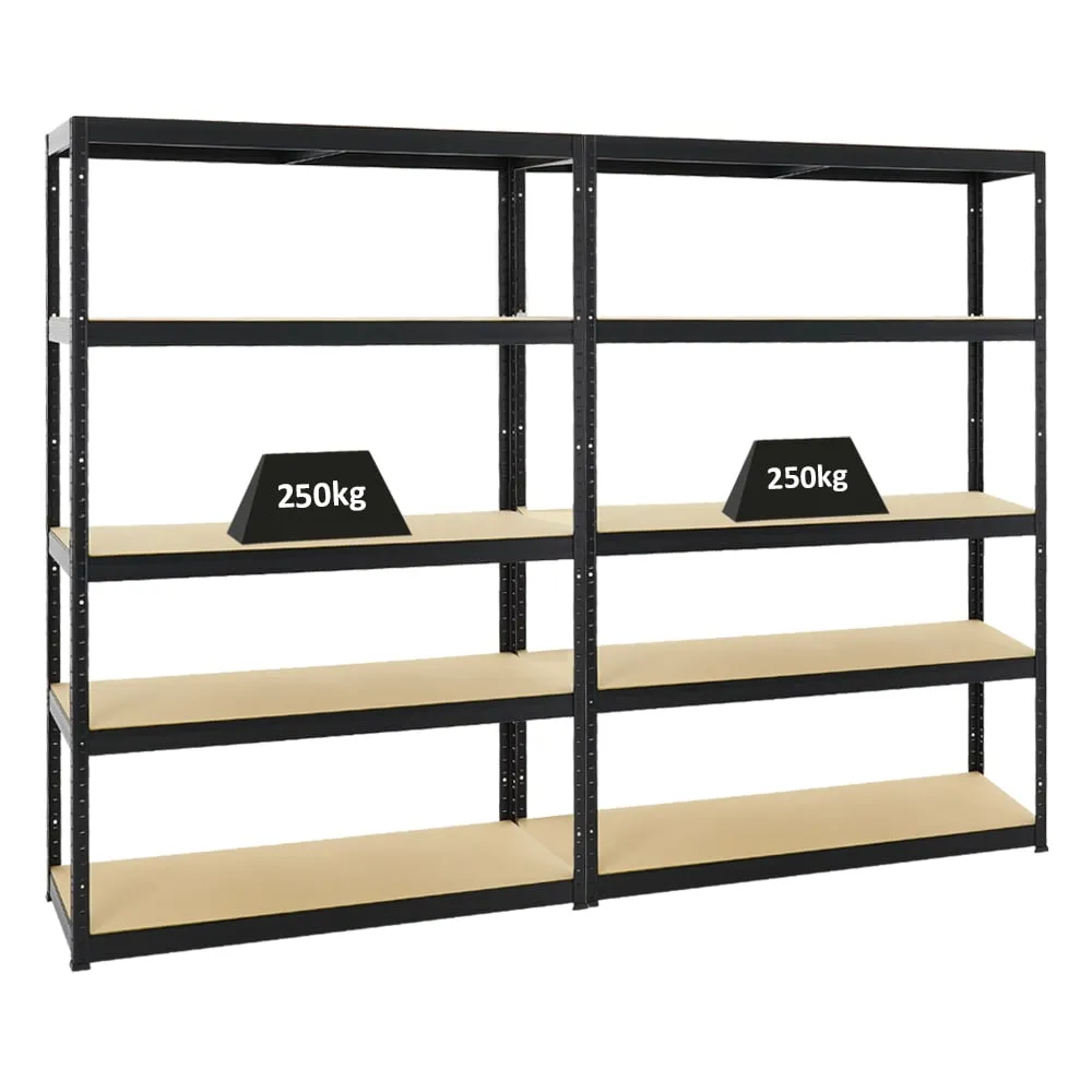 Mega Deal | 2x Schwerlastregal Big Elephant S | HxBxT 180x120x45 cm | Fachlast 250kg | Schwarz