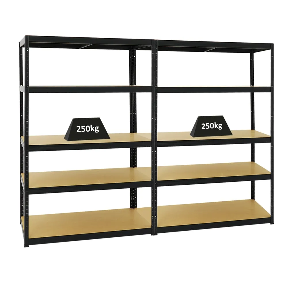 Mega Deal | 2x Schwerlastregal Big Elephant M | HxBxT 180x120x60 cm | Fachlast 250kg | Schwarz