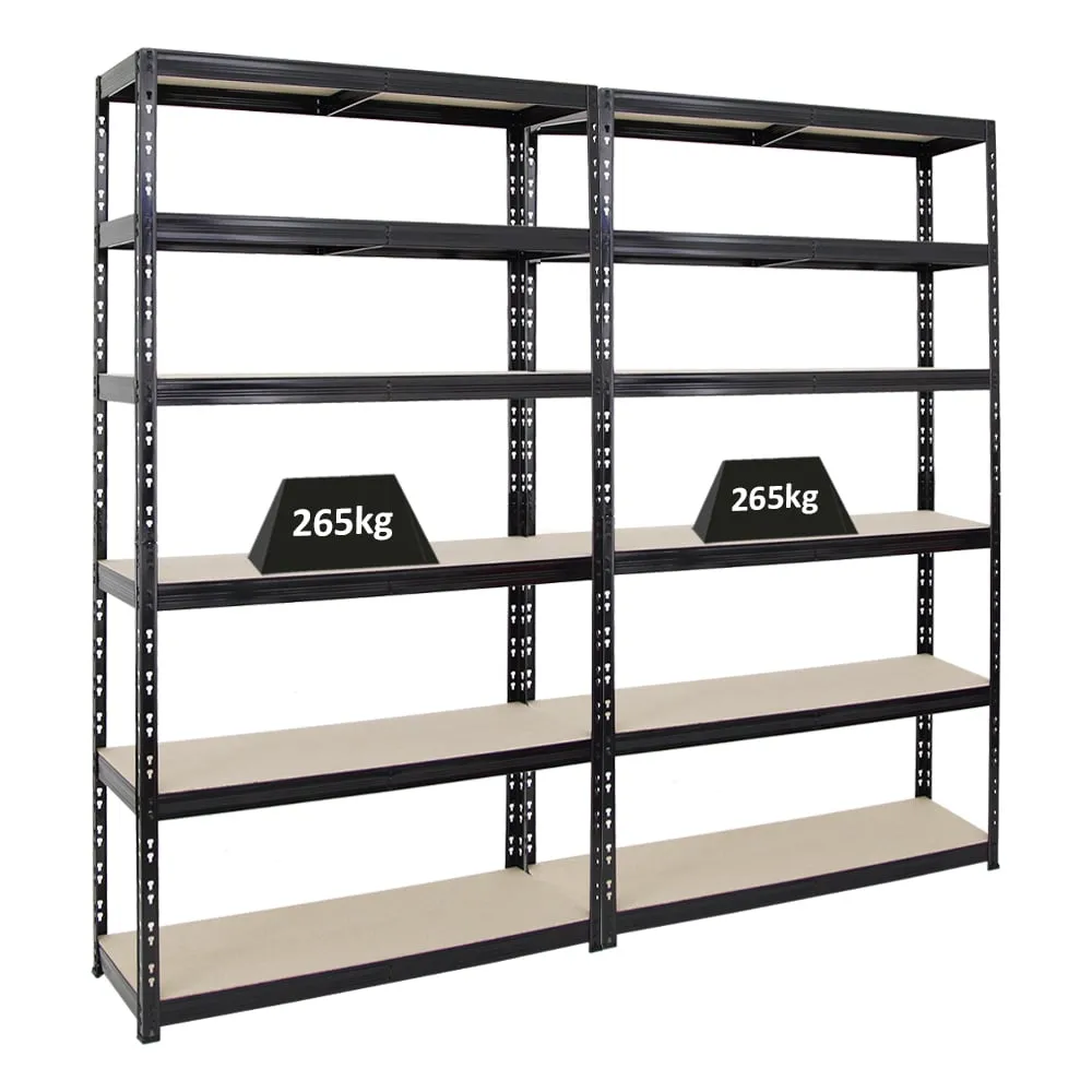 Mega Deal | 2x Schwerlastregal Giant Tiger XL | HxBxT 220x120x40cm | Fachlast 265kg | 6-Ebenen | Schwarz | Garagenregal, Lagerregal, Steckregal, Kellerregal, Werkstattregal