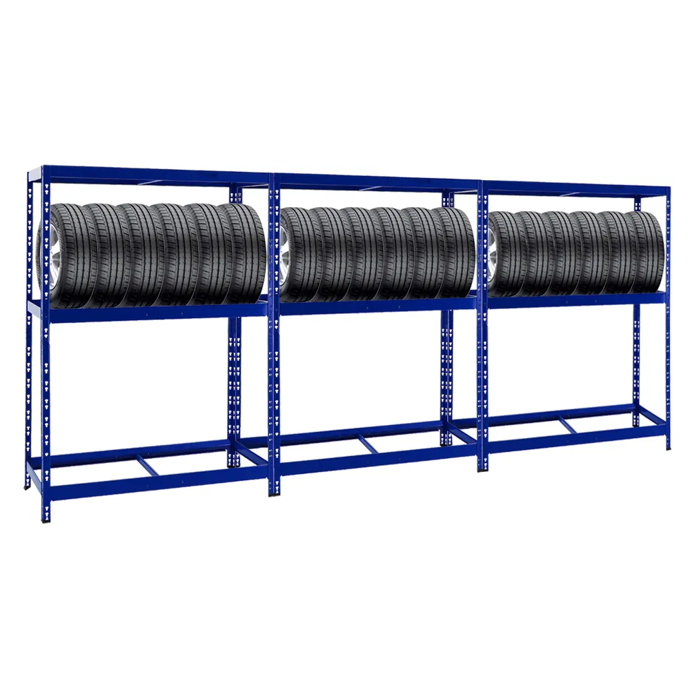 Mega Deal | 3x Reifenregal Tiger | HxBxT 180x130x50 cm | bis zu  insgesamt 36 Reifen | mit Fachboden | Blau