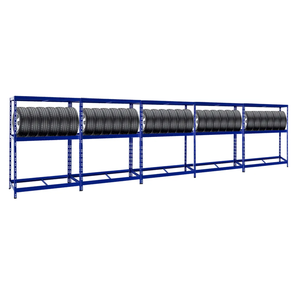 Mega Deal | 5x Reifenregal Tiger | HxBxT 180x130x50 cm | bis zu insgesamt 60 Reifen | mit Fachboden | Blau
