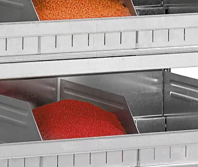 Muldeneinsätze für Fachbodenregale Stecksystem T-Profil | BxT 100x50cm | 1x Vorderteil, 1x Rückteil & 2x Seitenbleche | Verzinkt