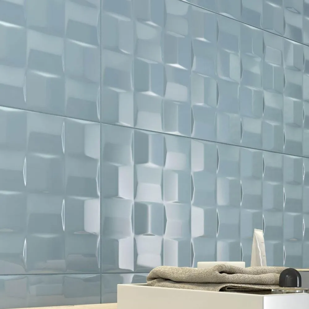 MARAZZI POTTERY FLIESEN STRUTTURA CUBE 3D TURQUOISE NATURAL 25X76