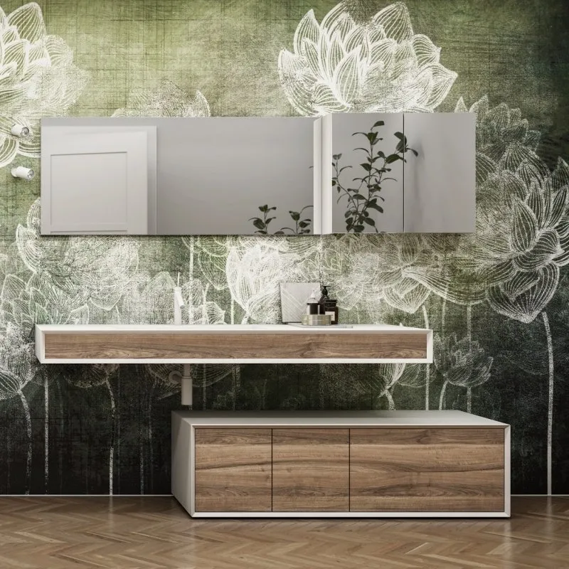 MENSOLONI WANDUNTERSCHRANK MIT KONSOLENSCHUBLADEN UND SPIEGELN