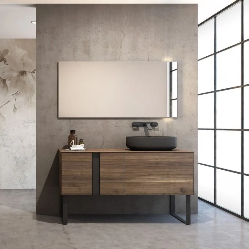 ELEMENTI METALLICI WASCHTISCHUNTERSCHRANK, 1 SCHUBLADE, WASCHTISCH UND SPIEGEL