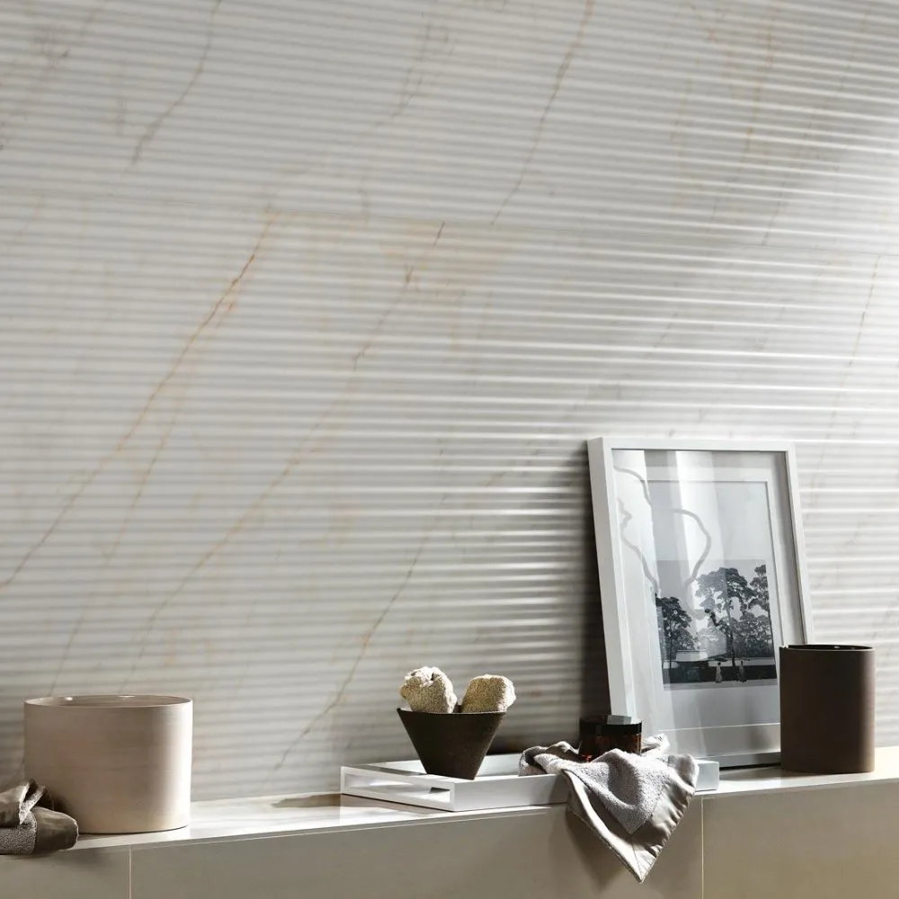 MARAZZI MAGNIFICA FLIESEN STRUTTURA MIKADO 3D CALACATTA GOLD NATURAL 60X180