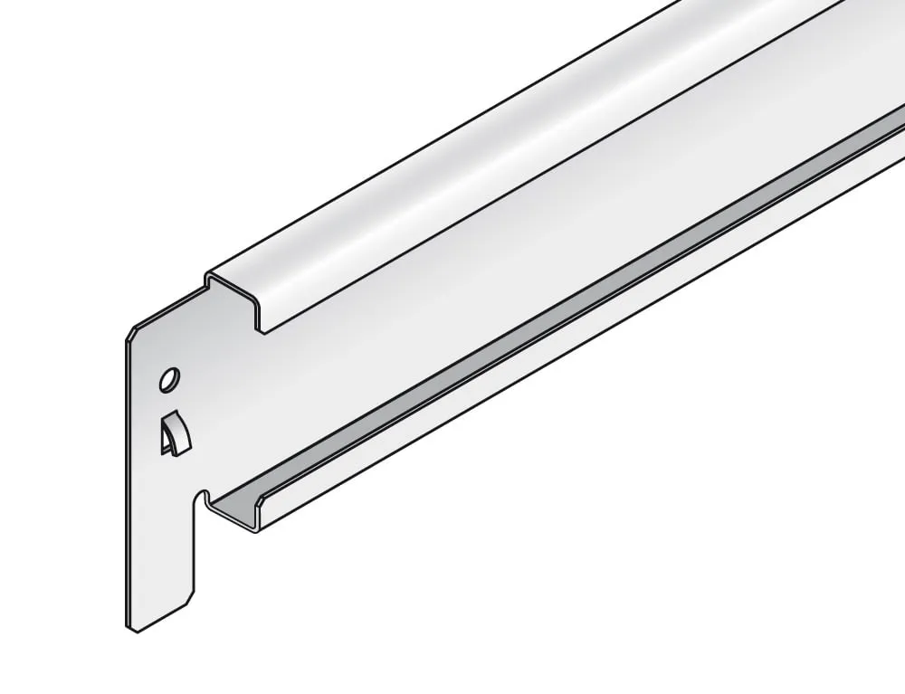 Anschlagleiste für Fachbodenregale Stecksystem T-Profil | HxB 5,5x100cm | Passend zur Bodenbreite 100cm | ink. Sicherungsstiften | Verzinkt