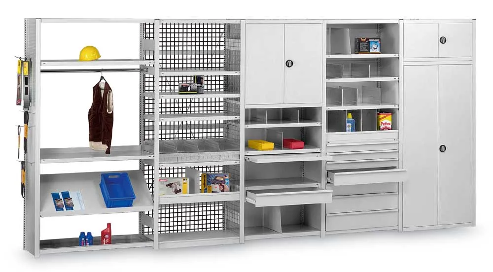 Schüttgutleiste für Fachbodenregale Stecksystem T-Profil | HxB 10x100cm | Verzinkt