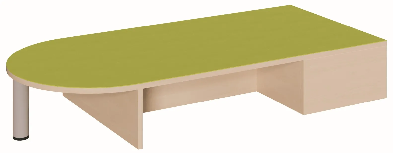 Podest gerundet inkl. zwei Fächer und ein Stützfuß, Breite 150 cm