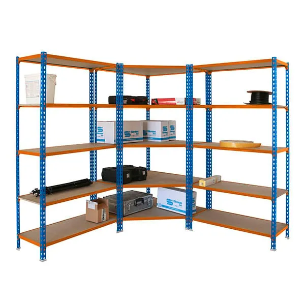 Mega Deal 1x Eckregal + 2x Schwerlastregal MULI | HxBxT 180x180x30cm | Fachlast 200kg | Blau-Orange