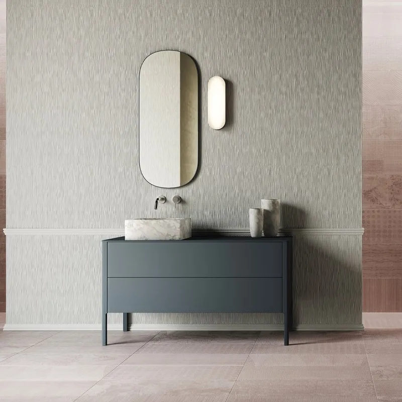 GAMBA BADEZIMMERSCHRANK 128 CM MIT WASCHBECKEN, SPIEGEL UND LAMPE