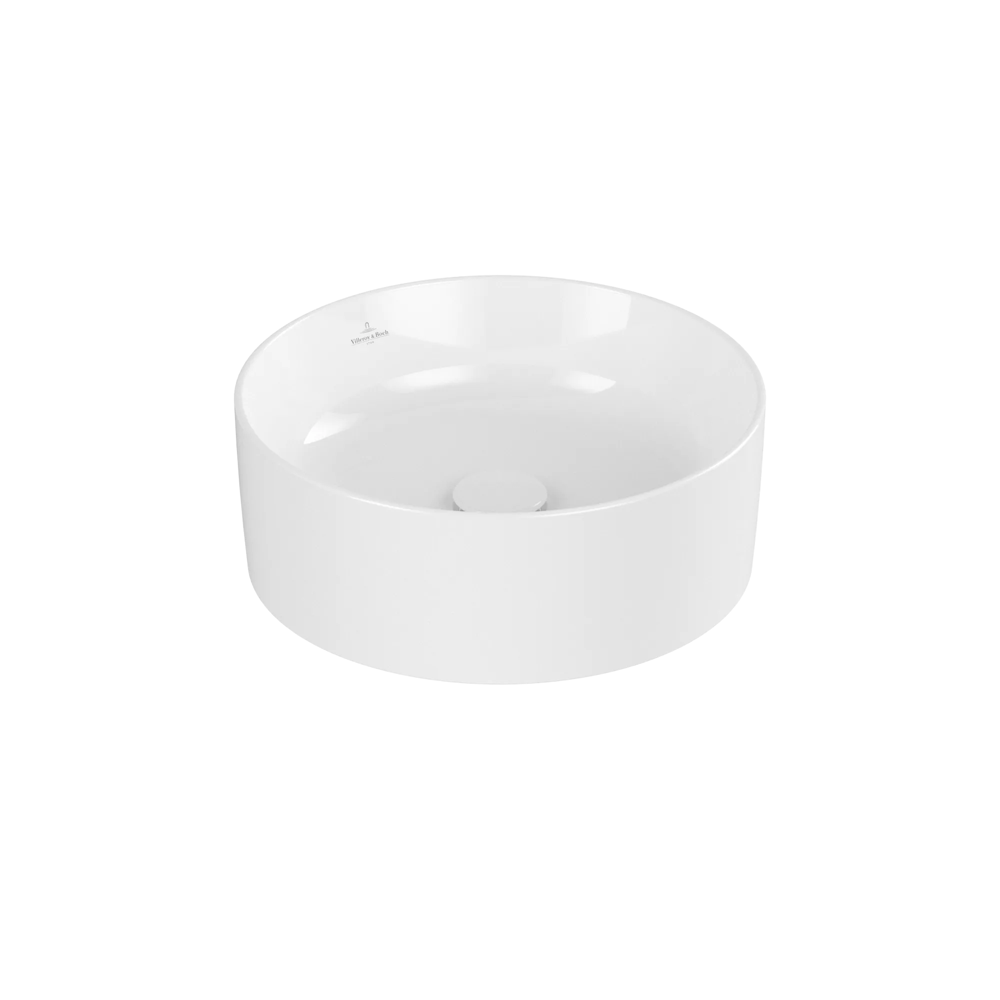 Villeroy & Boch Aufsatzwaschtisch rund aus TitanCeram „Collaro“ ⌀ 400 mm, ohne Hahnlochbohrung in Weiß Alpin