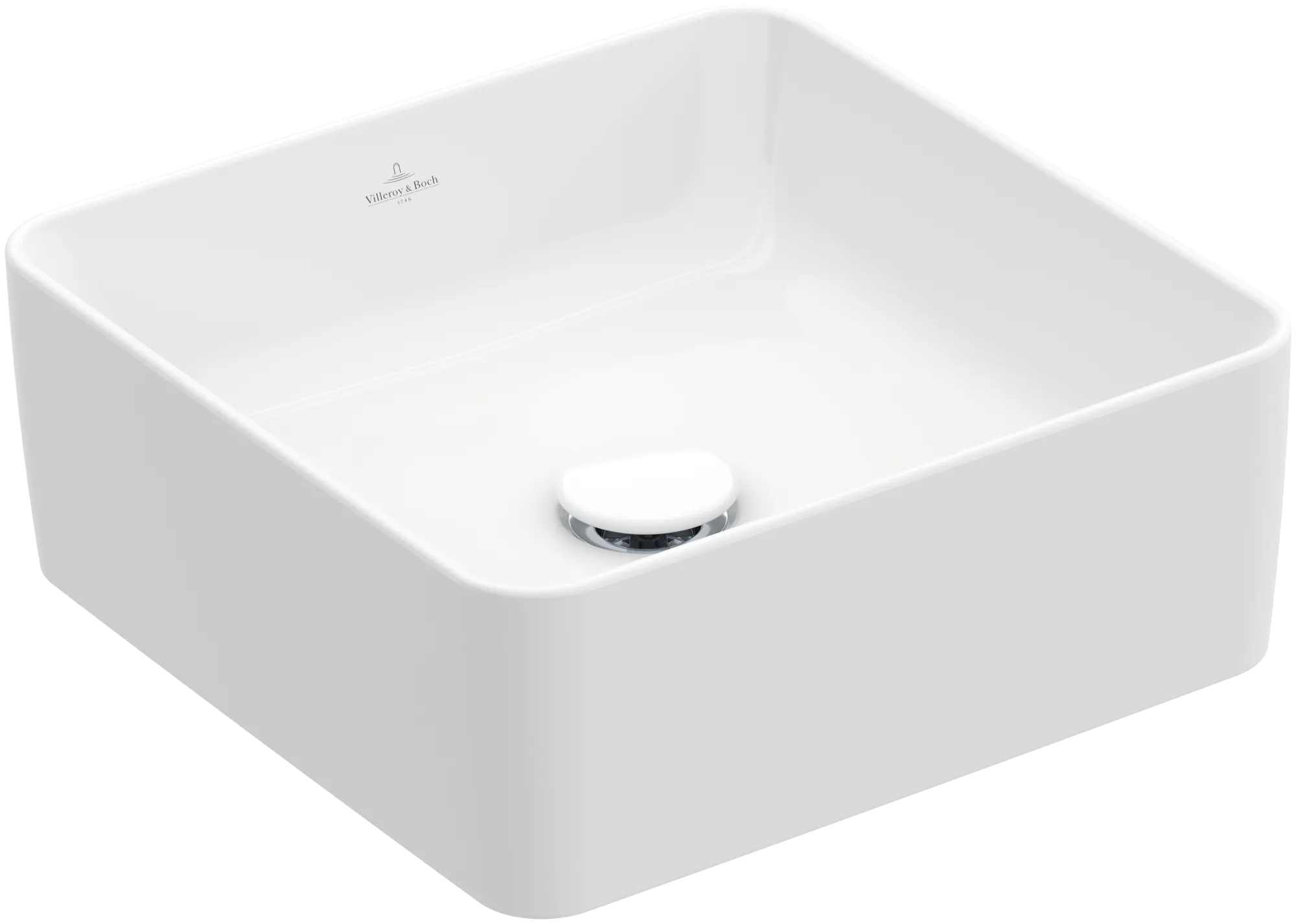 Villeroy & Boch Aufsatzwaschtisch quadrat aus TitanCeram „Collaro“ 145 mm, ohne Hahnlochbohrung in Weiß Alpin