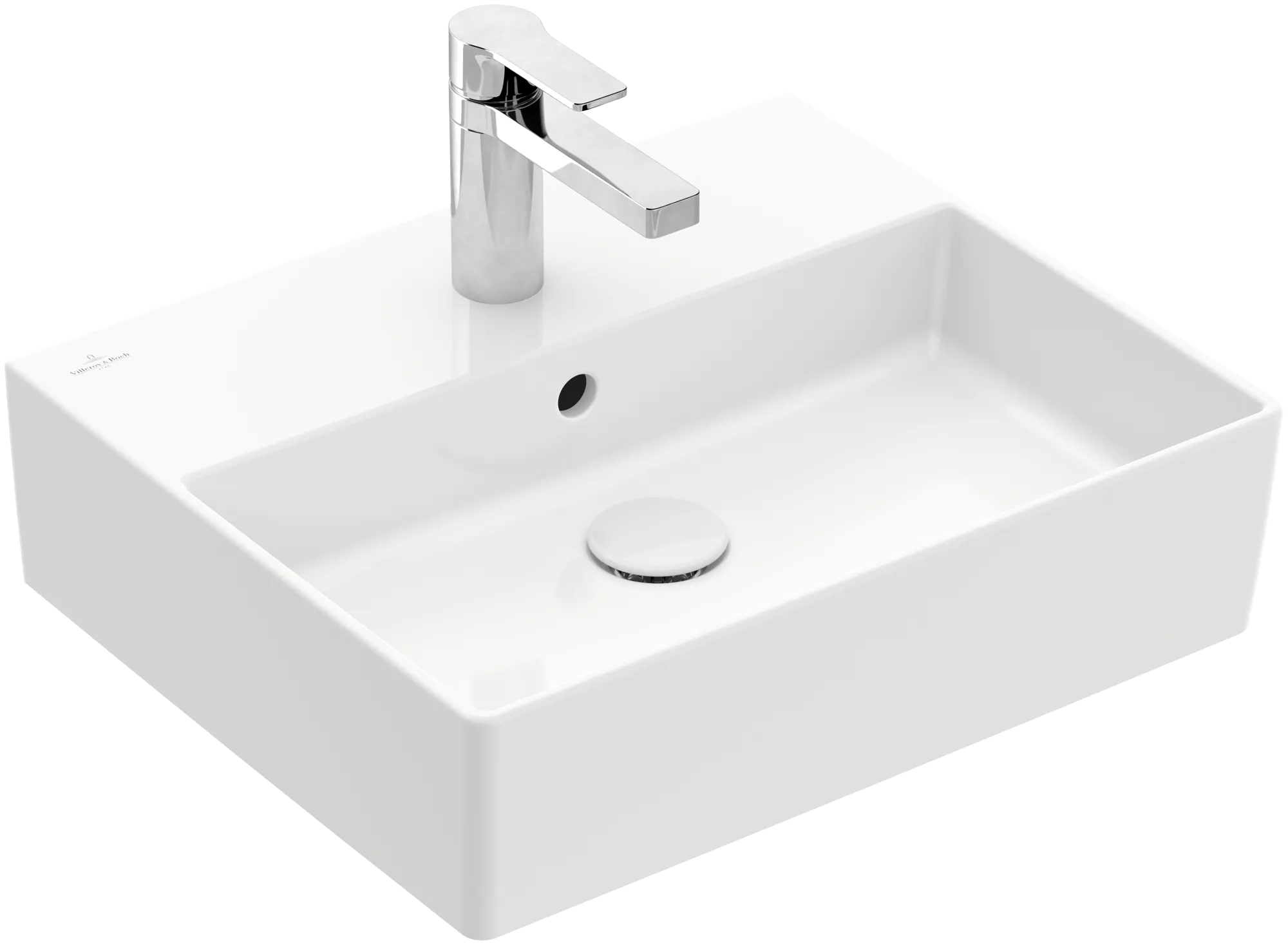 Villeroy & Boch Wandwaschtisch aus TitanCeram „Memento 2.0“ 500 × 420 × 140 mm, mit Hahnlochbohrung, Hahnlochposition mittig in Weiß Alpin