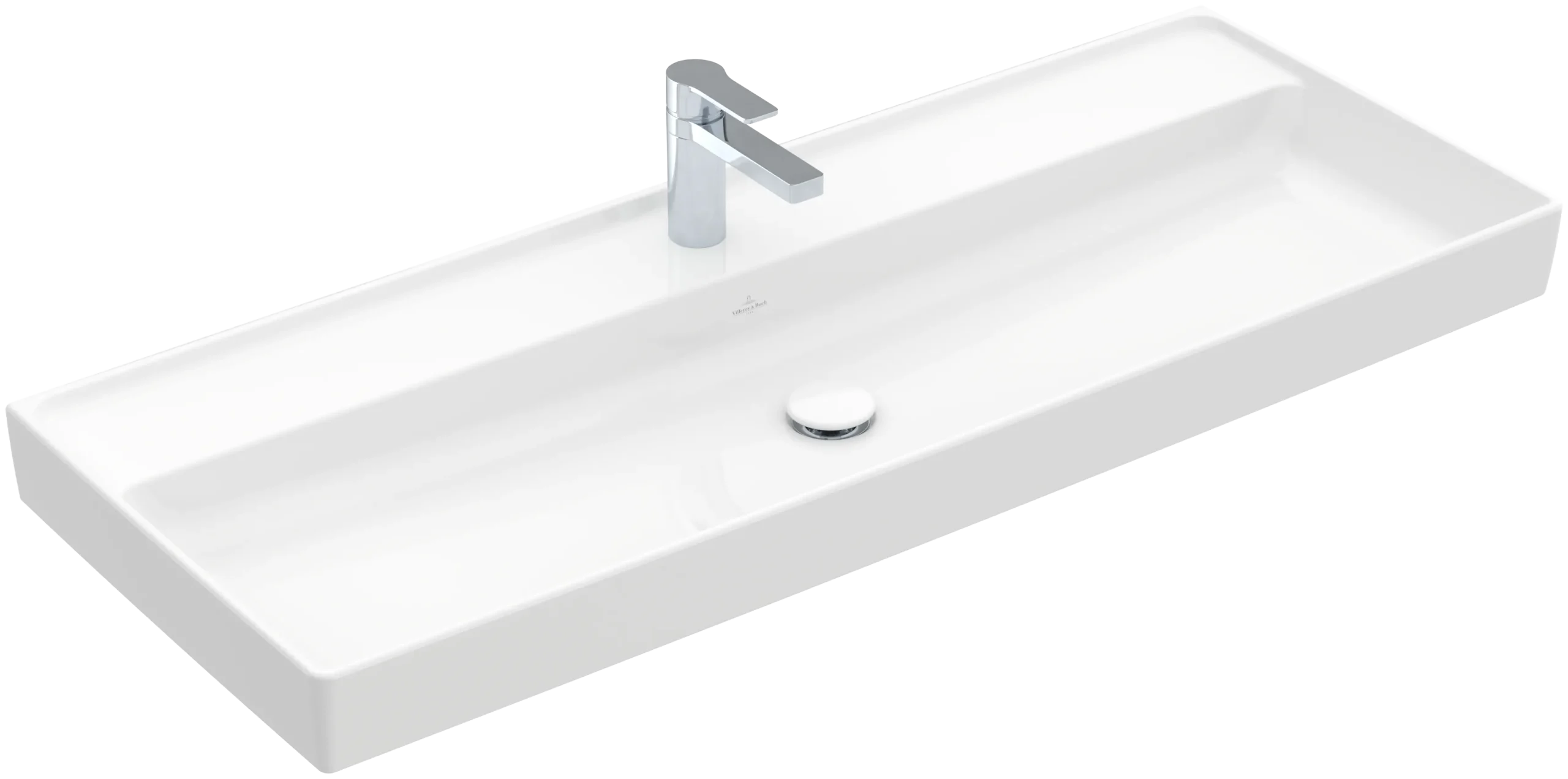 Villeroy & Boch Schrankwaschtisch aus TitanCeram „Collaro“ 1200 × 470 × 160 mm, mit Hahnlochbohrung, Hahnlochposition mittig in Weiß Alpin