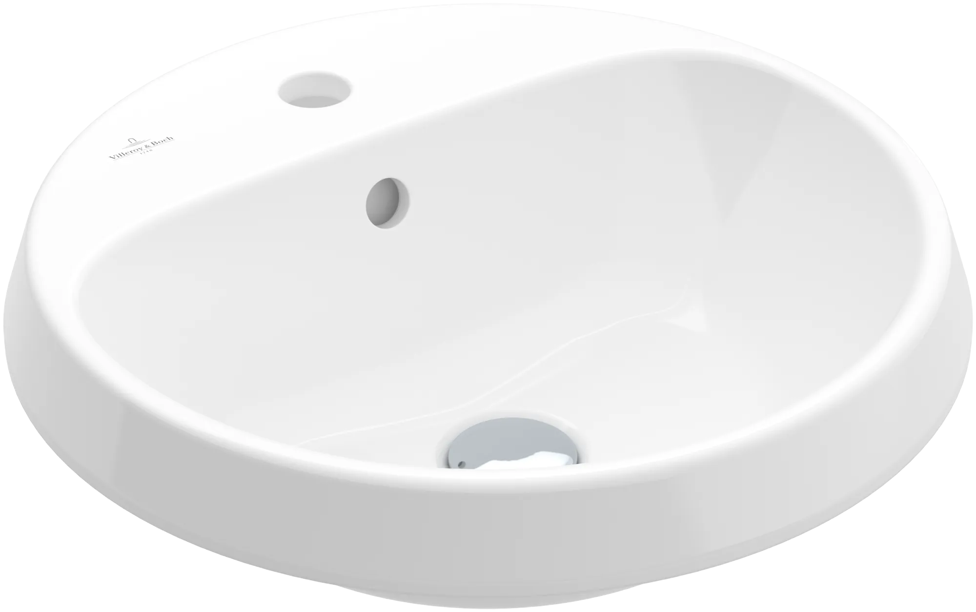 Villeroy & Boch Einbauwaschtisch „Architectura“ mit 1×1 Hahnlochbohrung, ⌀ 450 mm, mit Hahnlochbohrung, Hahnlochposition mittig in Weiß Alpin