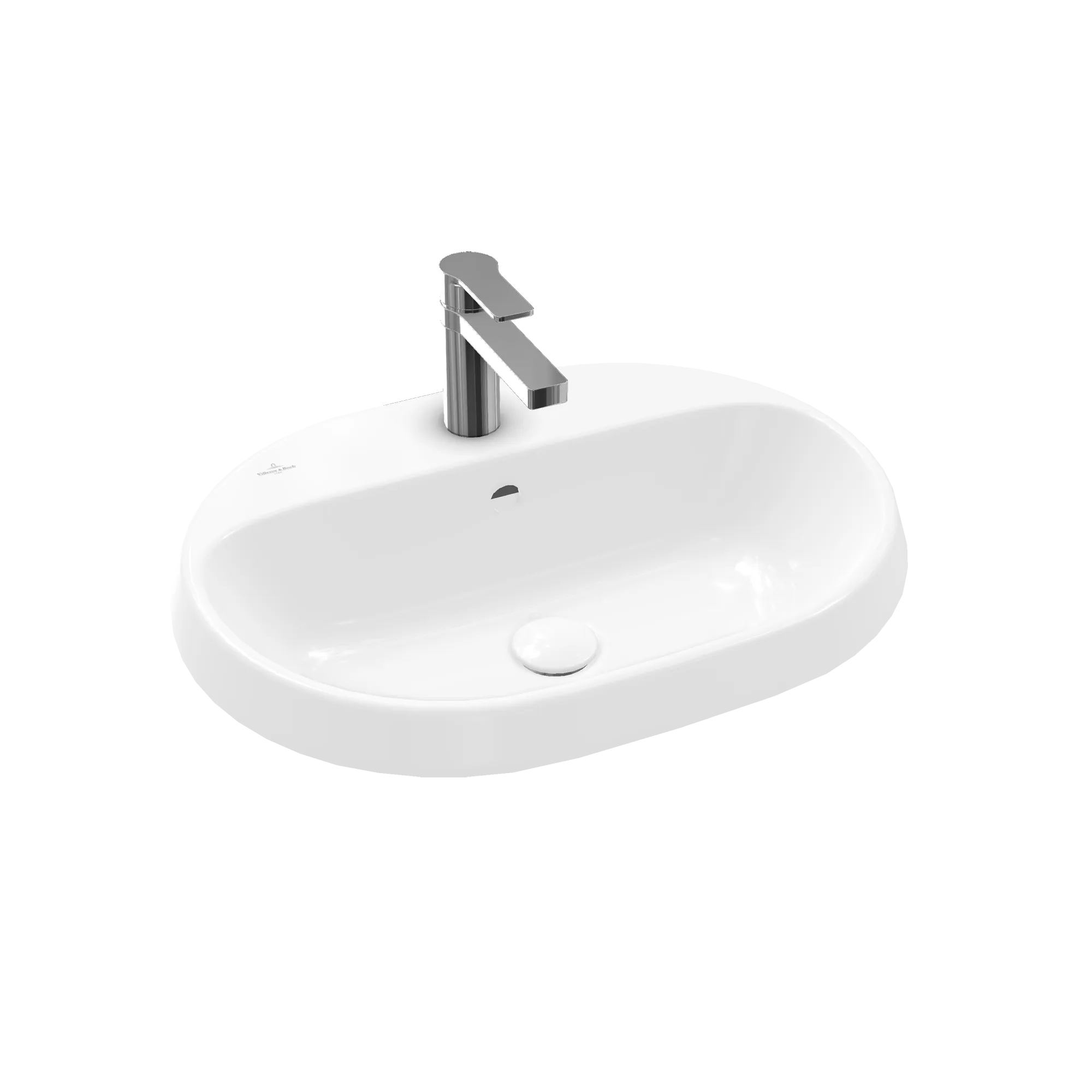 Villeroy & Boch Einbauwaschtisch „Architectura“ mit 1×1 Hahnlochbohrung, 600 × 450 × 170 mm, mit Hahnlochbohrung, Hahnlochposition mittig in Weiß Alpin