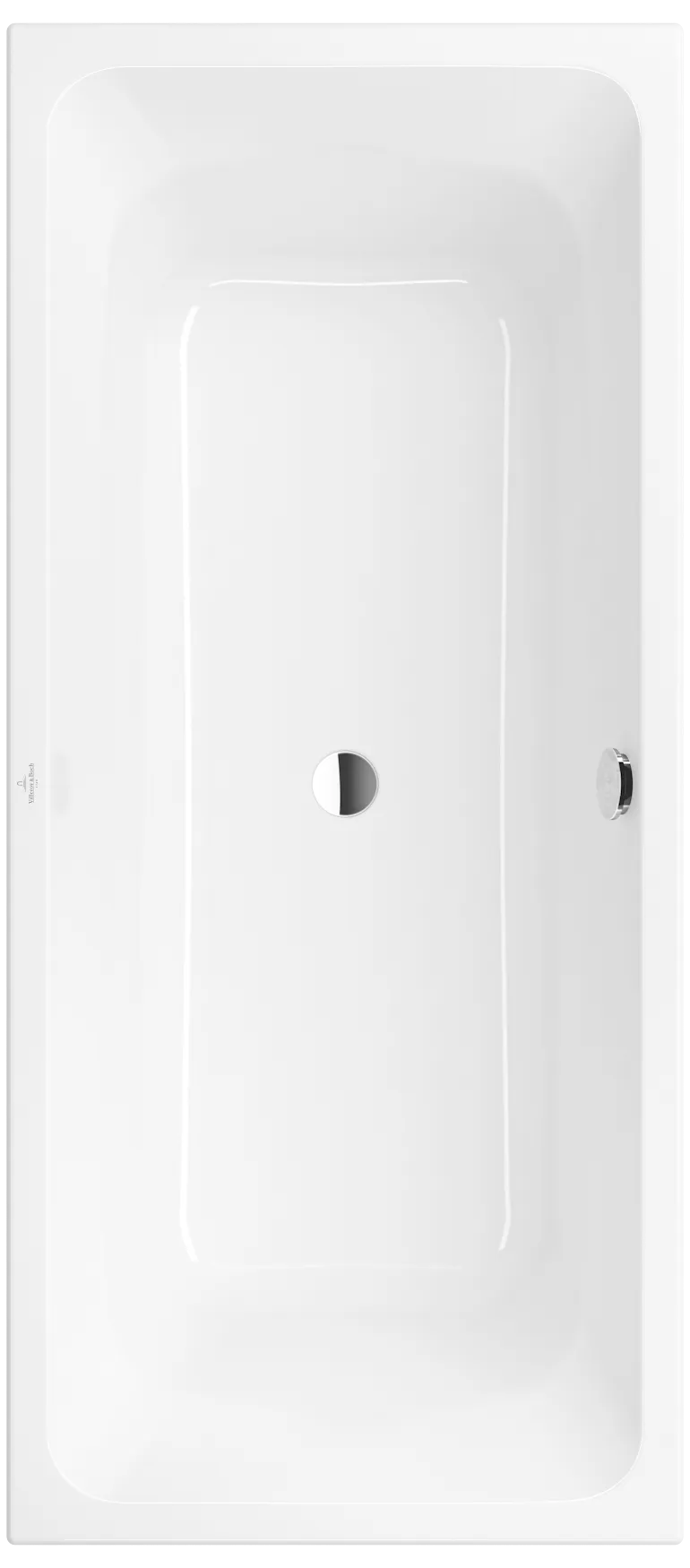 Villeroy & Boch Badewanne „Avento“ rechteck 170 × 75 cm, Mittelablauf in Weiß Alpin